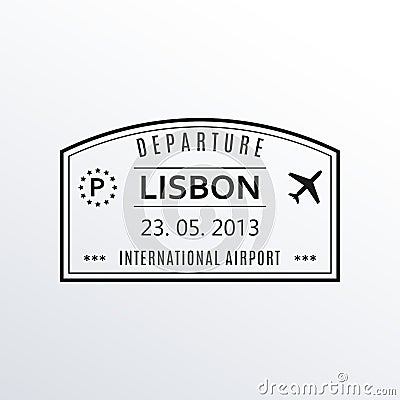 Lisbon passport stamp. Portugal airport visa stamp or immigration sign. Custom control cachet. Vector illustration. Vector Illustration